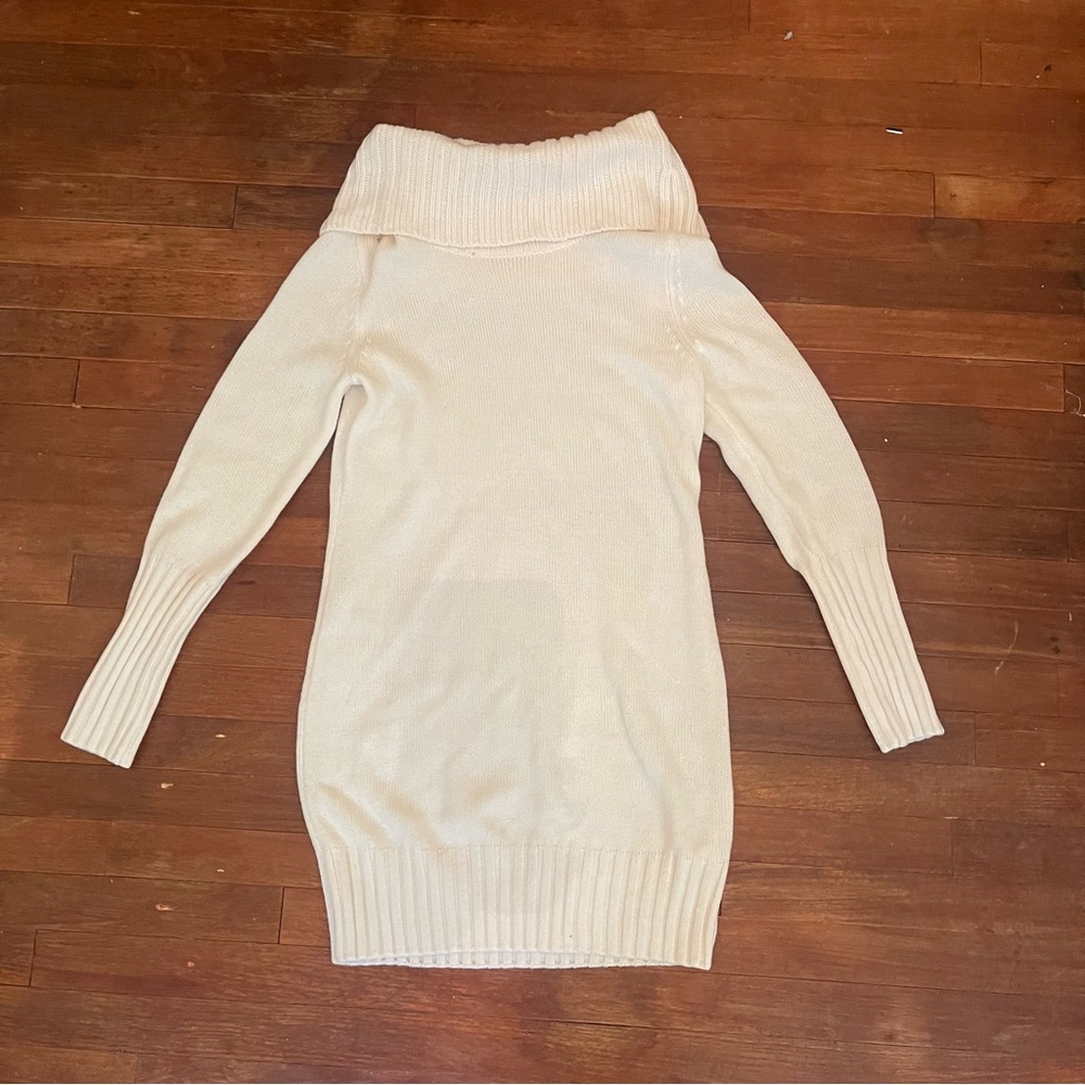 Cream H&M turtle winter neck sweater dress